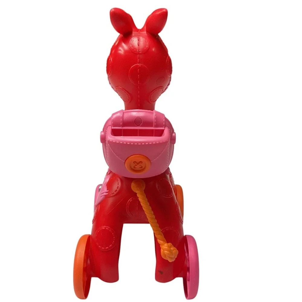Lalaloopsy Pull Toy Giraffe‎ Button Wheels Saddlebag Red Orange Pink 12